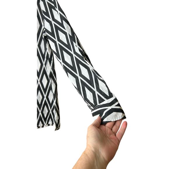 J.Crew Tunic Top/Dress Black/Wt & Chambrey Size L - Picture 4 of 10